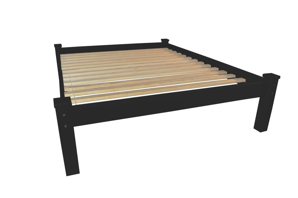 Black Solid Wood Queen Bed Frame