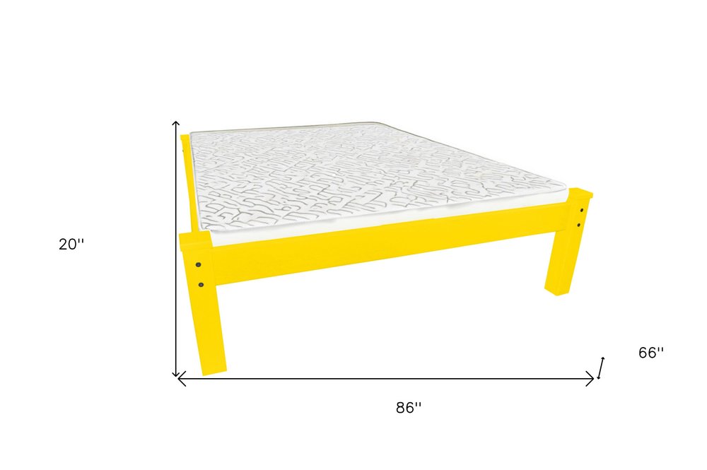 Canary Yellow Solid Wood Queen Bed Frame