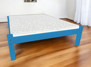 Caribbean Blue Solid Wood Queen Bed Frame