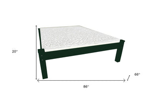 Dark Green Solid Wood Queen Bed Frame