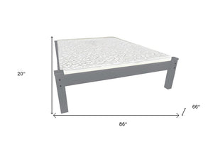 Gray Solid Wood Queen Bed Frame