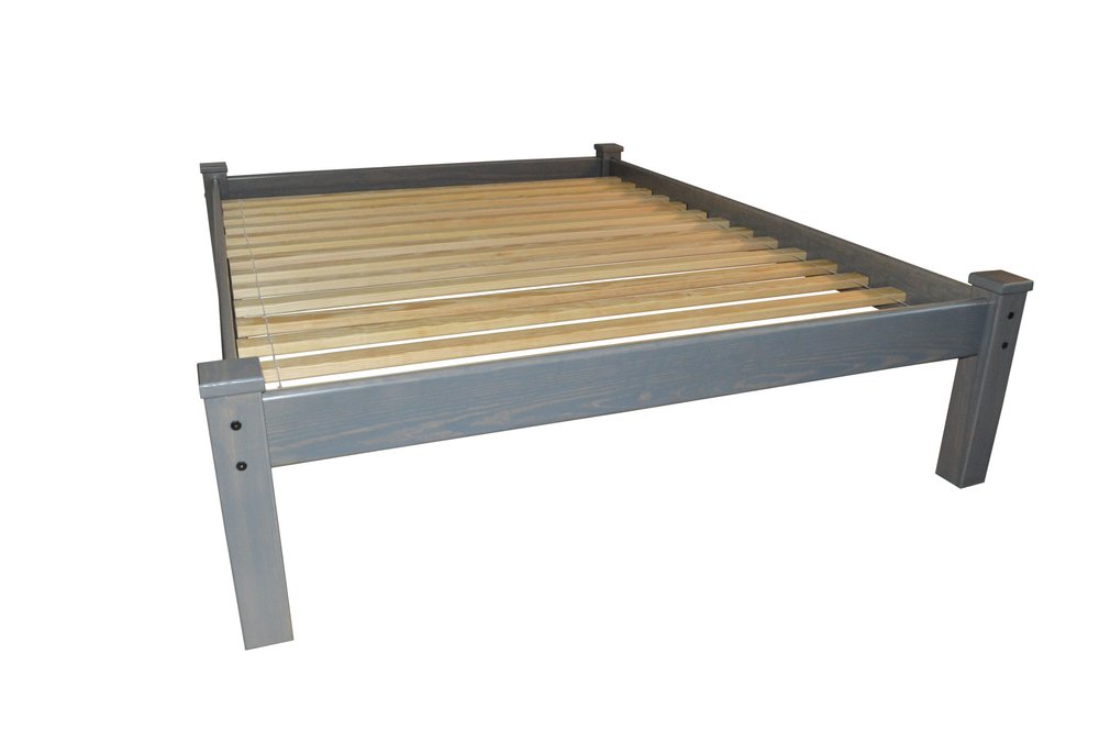 Gray Solid Wood Queen Bed Frame