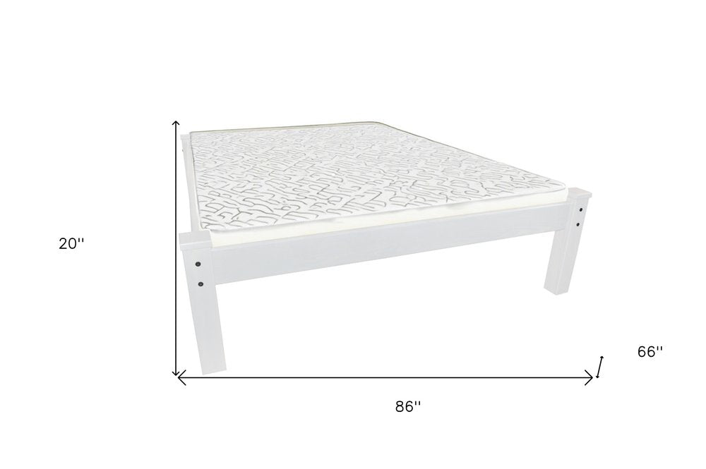 White Solid Wood Queen Bed Frame