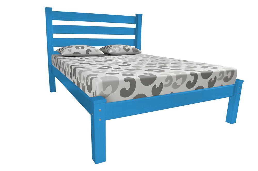 Caribbean Blue Solid Wood Twin Bed Frame