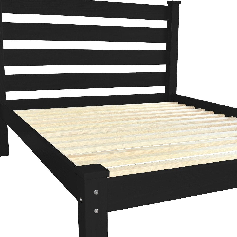 Black Solid Wood Full Bed Frame