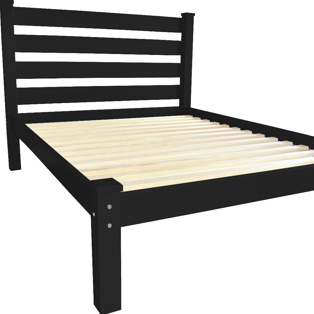 Black Solid Wood Full Bed Frame