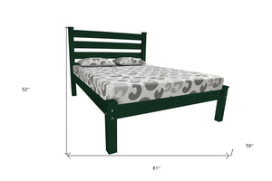 Dark Green Solid Wood Full Bed Frame