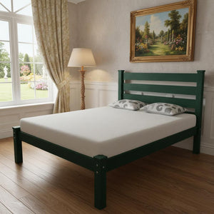 Dark Green Solid Wood Full Bed Frame