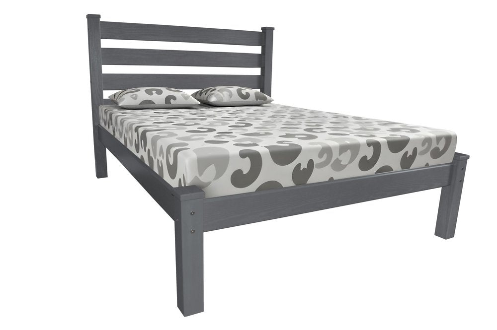 Gray Solid Wood Full Bed Frame