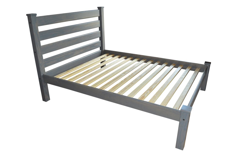 Gray Solid Wood Full Bed Frame