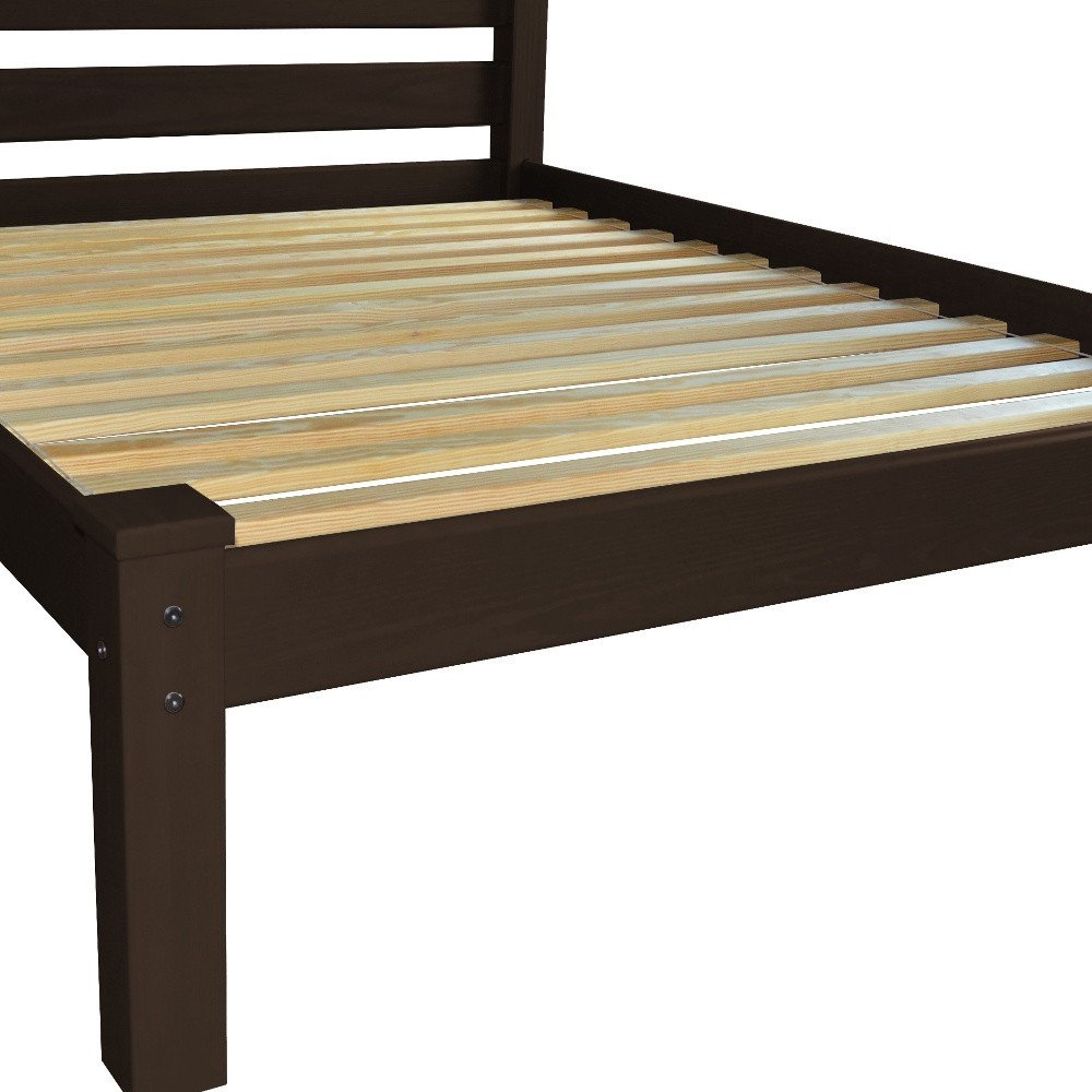 Dark Brown Solid Wood Full Bed Frame