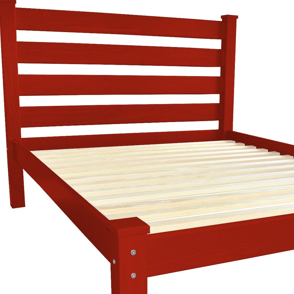 Red Solid Wood Full Bed Frame