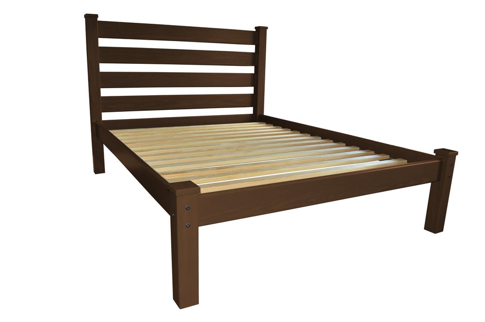 Brown Solid Wood Queen Bed Frame