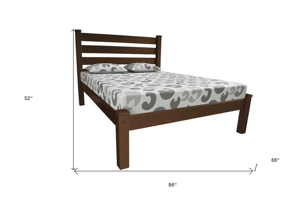 Brown Solid Wood Queen Bed Frame