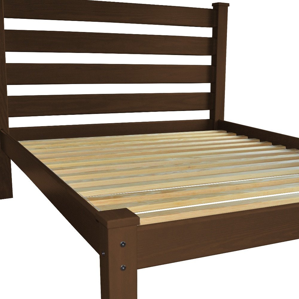 Brown Solid Wood Queen Bed Frame