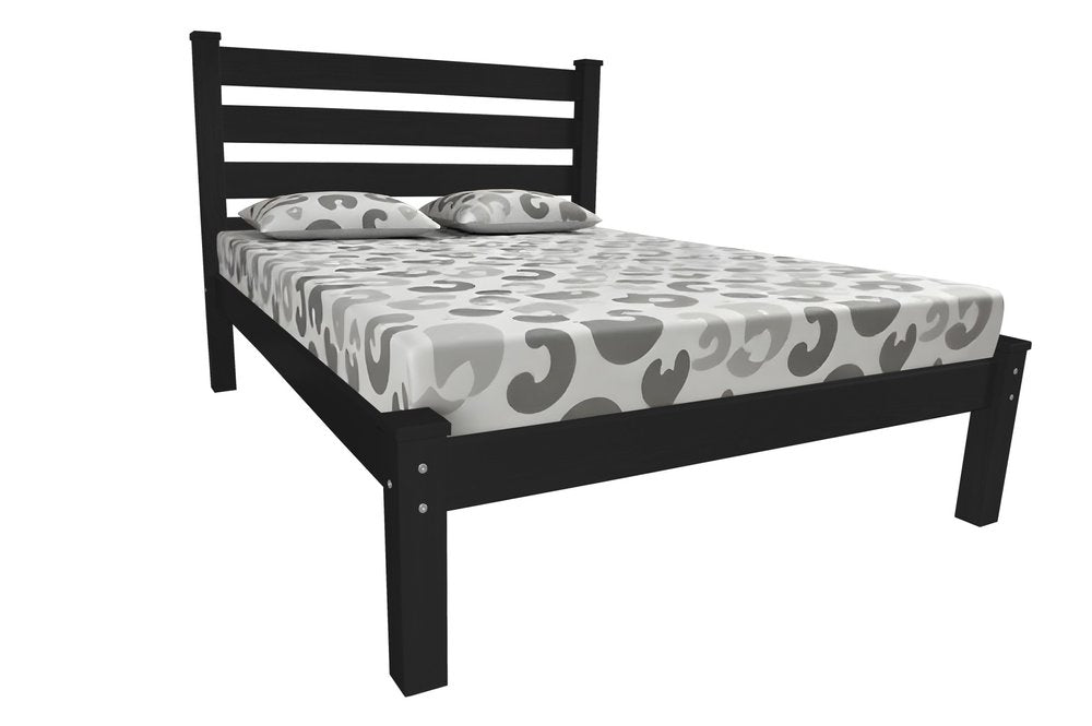 Black Solid Wood Queen Bed Frame