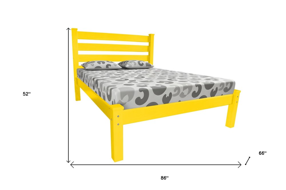 Canary Yellow Solid Wood Queen Bed Frame