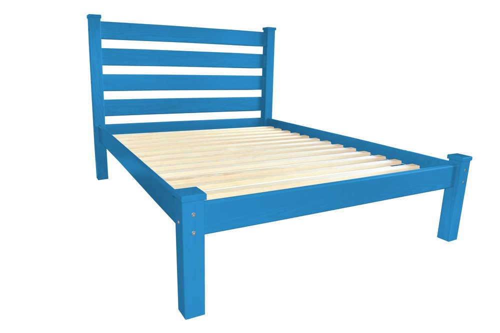 Caribbean Blue Solid Wood Queen Bed Frame