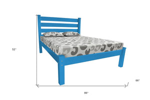 Caribbean Blue Solid Wood Queen Bed Frame