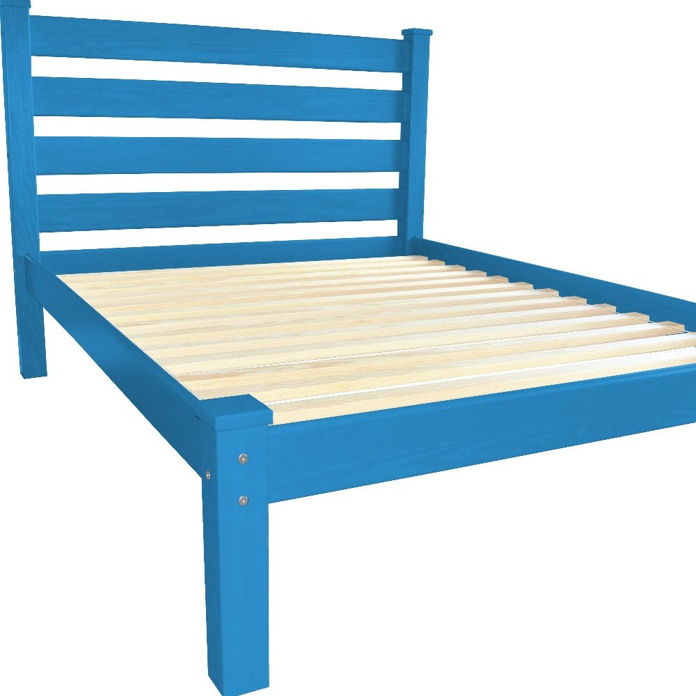 Caribbean Blue Solid Wood Queen Bed Frame