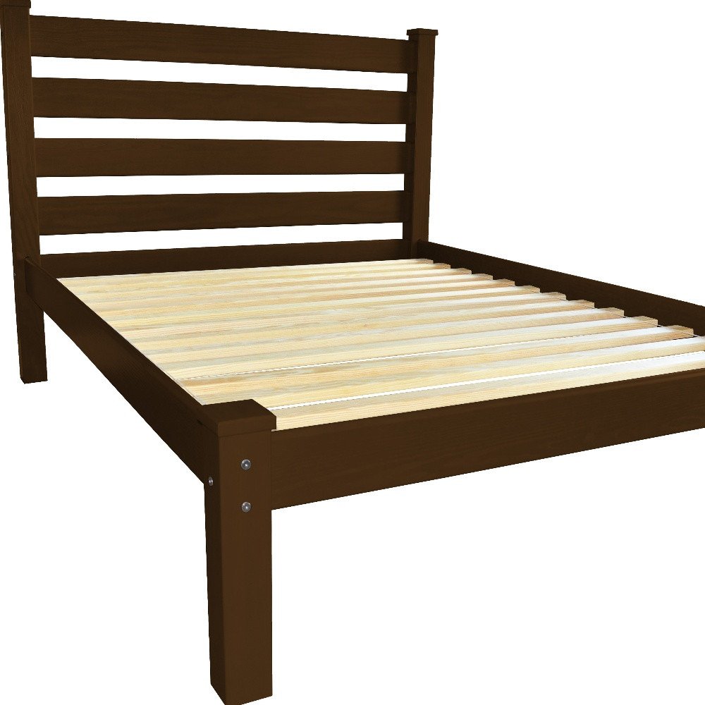 Brown Solid Wood Queen Bed Frame