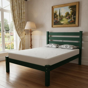 Dark Green Solid Wood Queen Bed Frame