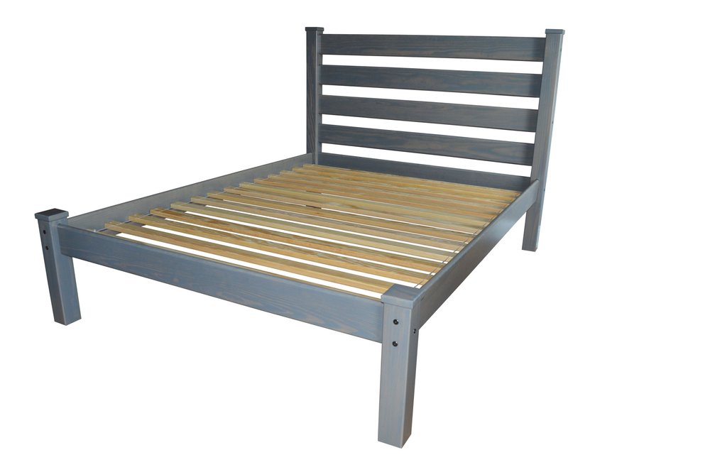 Gray Solid Wood Queen Bed Frame