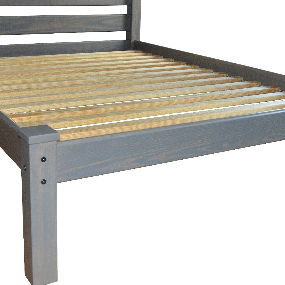 Gray Solid Wood Queen Bed Frame