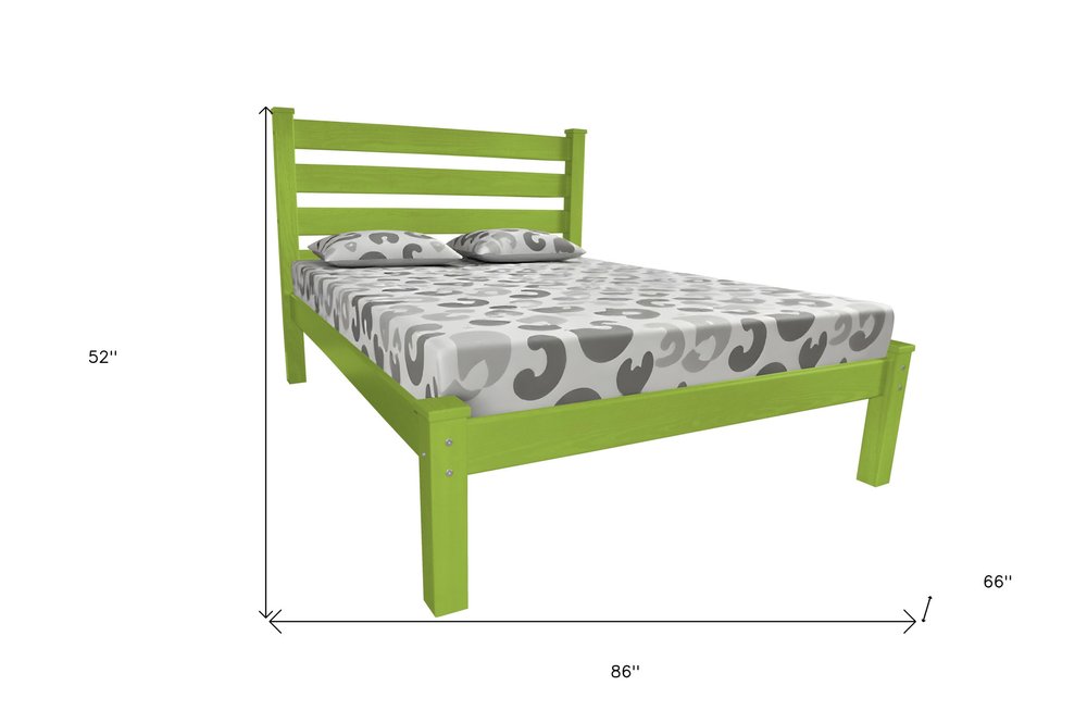 Lime Green Solid Wood Queen Bed Frame