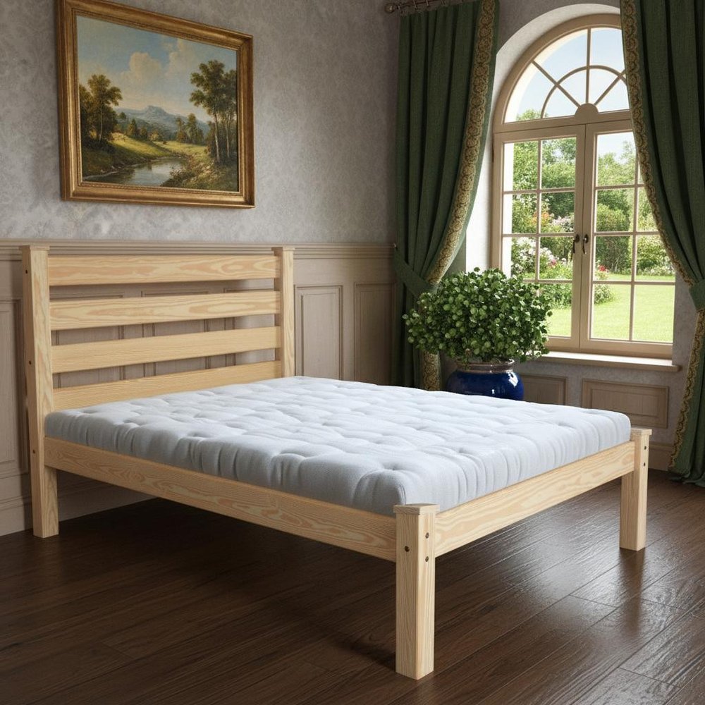 Natural Solid Wood Queen Bed Frame