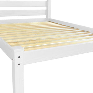 White Solid Wood Queen Bed Frame