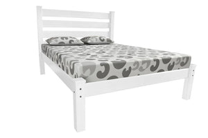 White Solid Wood Queen Bed Frame