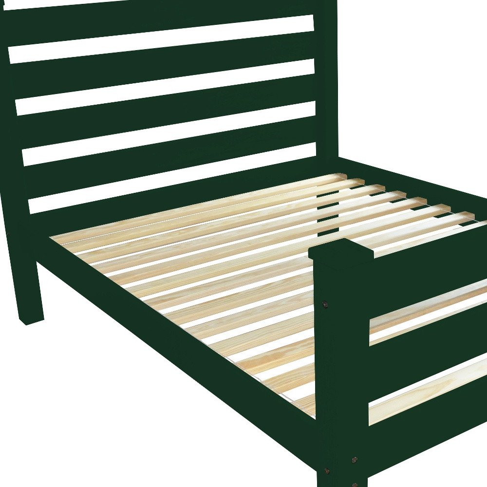 Dark Green Solid Wood Twin Bed Frame
