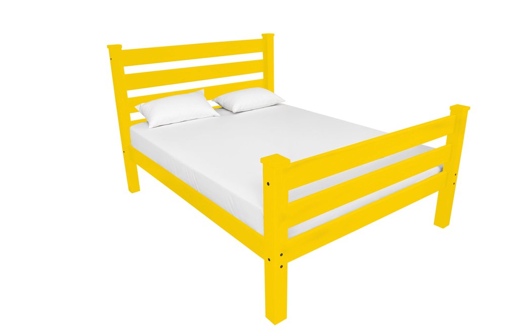 Canary Yellow Solid Wood Full Bed Frame
