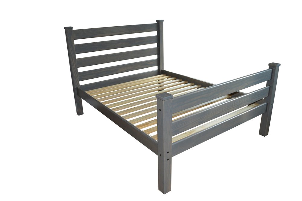 Gray Solid Wood Full Bed Frame