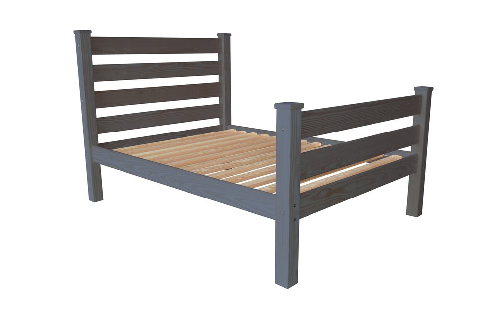 Gray Solid Wood Full Bed Frame