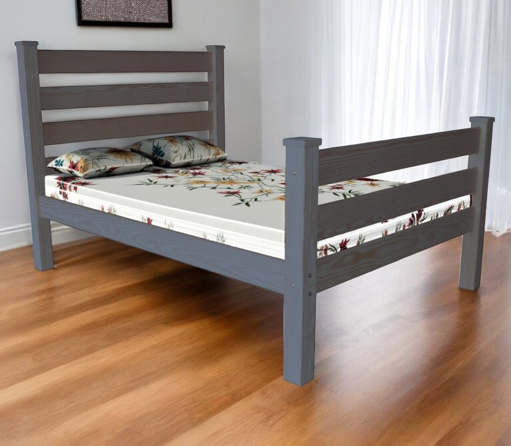 Gray Solid Wood Full Bed Frame