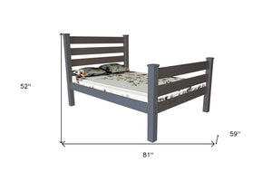 Gray Solid Wood Full Bed Frame