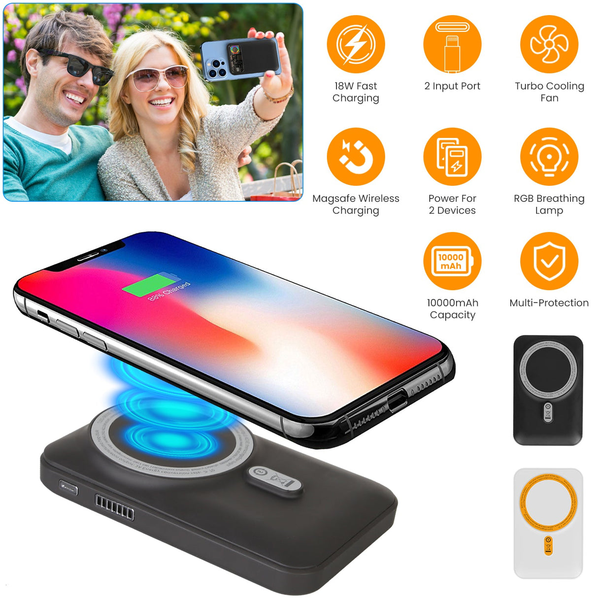 Magsafe Wireless Power Bank 10000mAh Magnetic Portable 18W Fast Charger Fit for IOS Phone 15/14/13/12 Series and More by DirectDeals