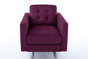 Victoria - Linen Fabric Armchair With Metal Legs, Side Pockets, And Pillow by Couch.com