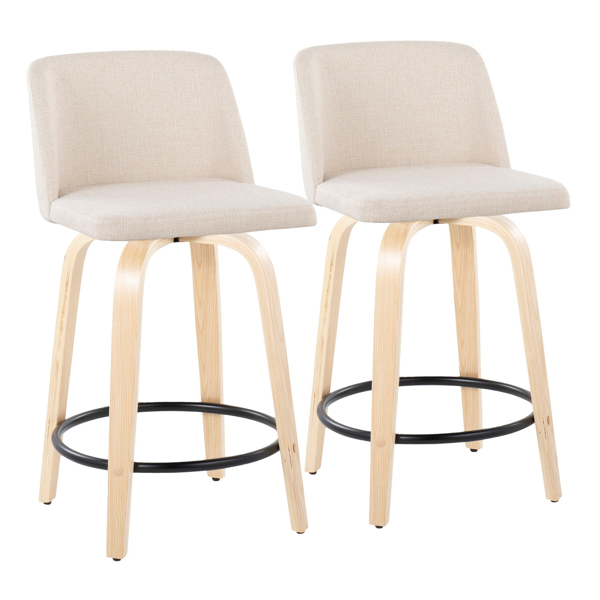 Toriano - Contemporary, Fixed Height Counter Stool With Swivel And Round Footrest (Set of 2) by Couch.com