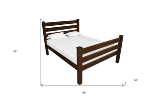 Brown Solid Wood Queen Bed Frame
