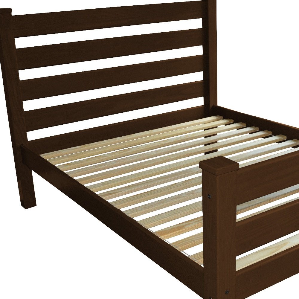 Brown Solid Wood Queen Bed Frame