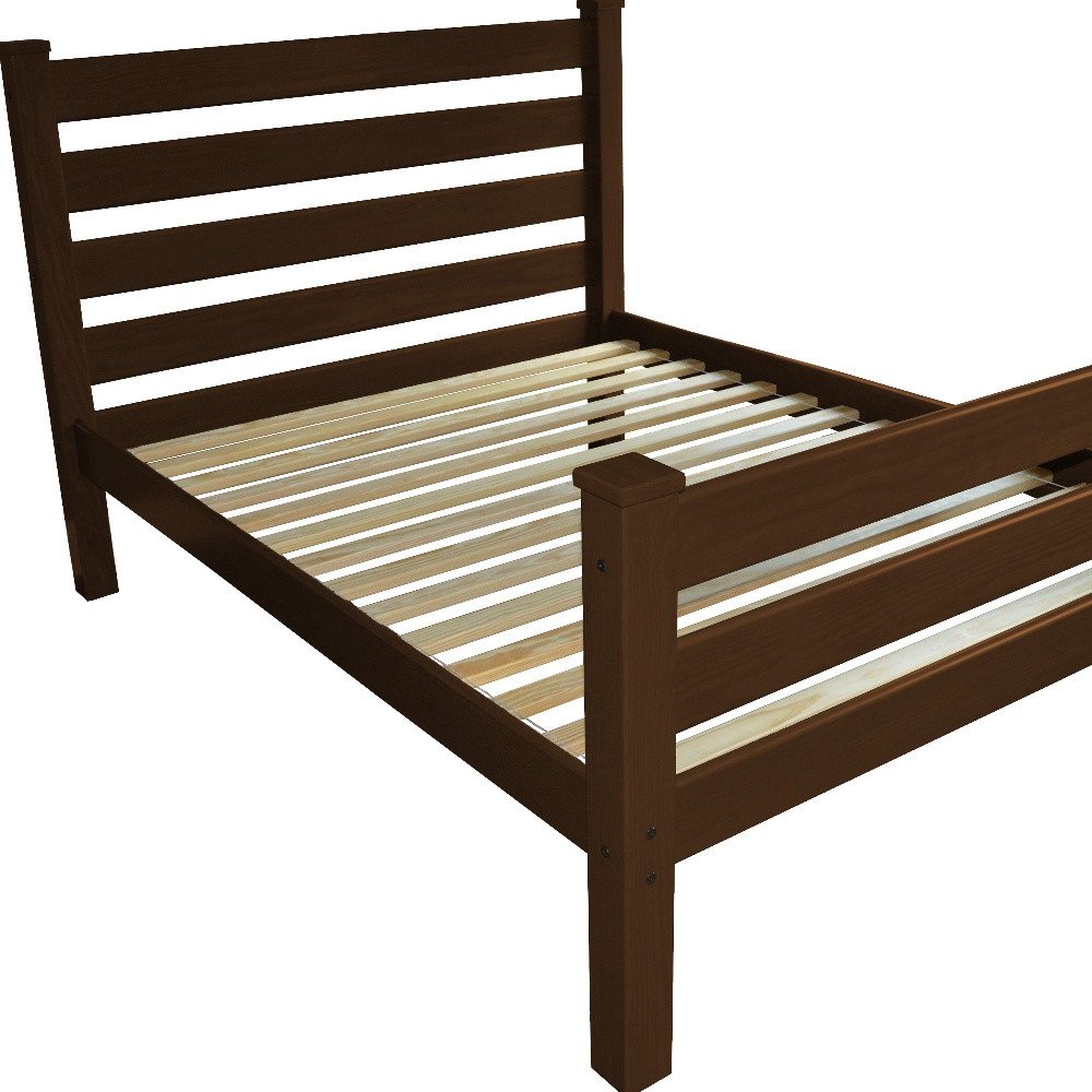 Brown Solid Wood Queen Bed Frame