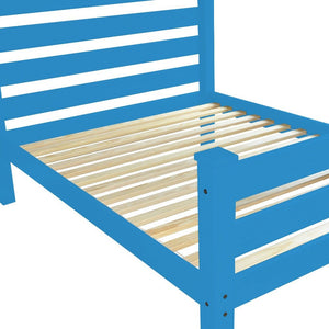 Caribbean Blue Solid Wood Queen Bed Frame