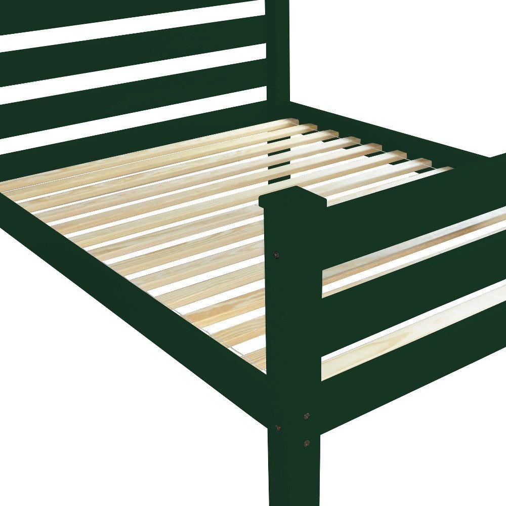 Dark Green Solid Wood Queen Bed Frame