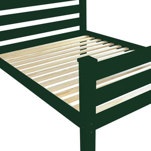 Dark Green Solid Wood Queen Bed Frame