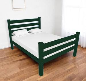 Dark Green Solid Wood Queen Bed Frame