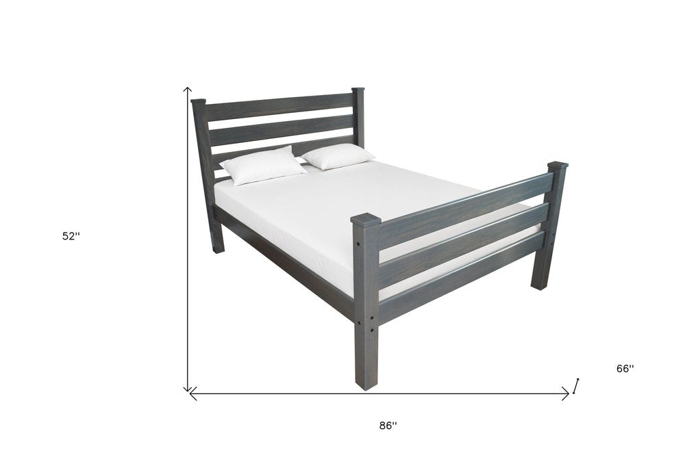 Gray Solid Wood Queen Bed Frame