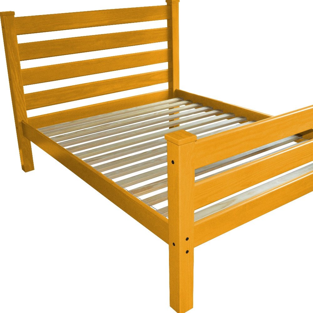 Orange Solid Wood Queen Bed Frame